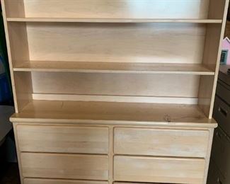#8	Little folks 6 Drawer 2 Shelf natural finish wood base with  Hutch 55x17x72	 $175.00 
