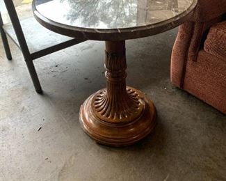 #15	round table as is marble top pedestal table  24x27	 $30.00 
