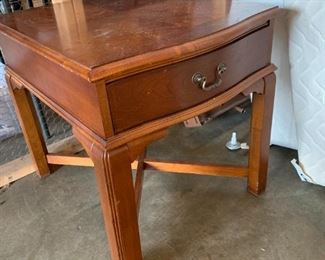 #55	broyhill end table with 1 drawer with x bottom 22x27x23	 (2)  $75.00 each 
