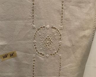 #91	102 inch long linen table cloth with cut work 	 $20.00 
