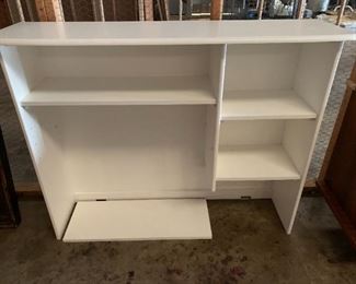 #101	white laminate hutch shelf with 4 shelves  52x14x40	 $40.00 
