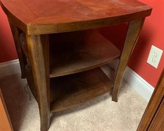 #158	side table w 2 shelves wood heavy 	 $75.00 
