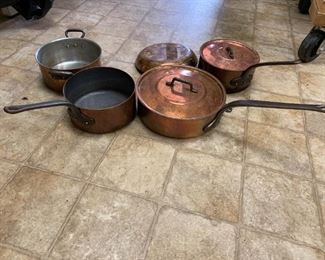 #180	5 piece copper cook ware 	 $100.00 
