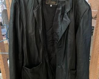 #197	black leather men coat XXL	 $50.00 
