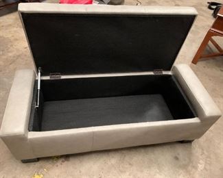 #215	Gray vinyl storage bench 	 $75.00 
