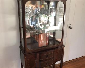 French marquetry display cabinet - glass backed