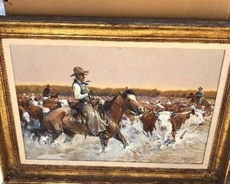 New Addition Ferraro Painting 20 X 30 appx,  We also have 2 new painting by Mark Martensen - He Leads with conviction at $9,000 and Valley of Hope $9,000  and a painting after |Edward Hanson Henry $3,000 pictures will be up Friday morning. 