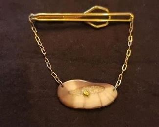 Ivory? Tie Clip with a Small Gold Nugget