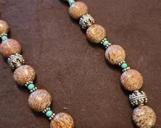 Necklace * turquoise * silver findings * semi precious stones