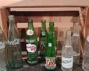 Vintage Soda bottles and crate