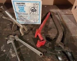 Stock tank heater and tools