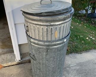 CLEARANCE!!!  $3.00 NOW, WAS $12.00............Pair Galvanized Tin Garbage Cans(P123)
