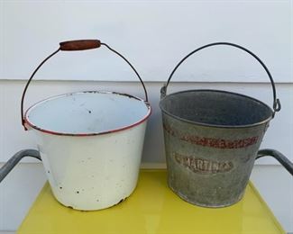 REDUCED!  $18.00 NOW, WAS $24.00................Enamelware and Galvanized Pails (P026)