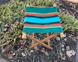 CLEARANCE!!! $8.00 NOW, WAS $30.00..............Vintage Wood and Canvas Folding Camp Stool, Superb condition (P037)