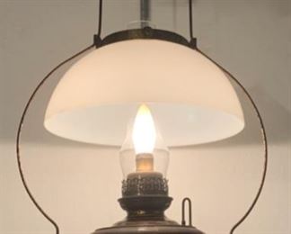 CLEARANCE!!!  $45.00 NOW, WAS $140.00.............Primitive Antique Bradley & Hubbard  (B & H) Oil Lamp that has been electrified (P624)