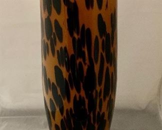 $40 Tortoiseshell Glass Vase, 18.5" H x 4.25" diameter