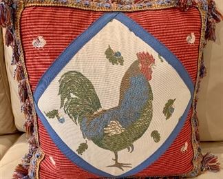 $20 - Rooster Pillow with Tassel Trim; feather filled insert; 13" H x W" 12