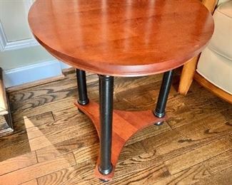 $125 - Ethan Allen Empire Side Table, 21" H x 18" diameter; solid wood, small scratch on top