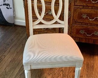 $95 - White Side Chair 39.5" H x 25" D x 21" W, seat height is 19"