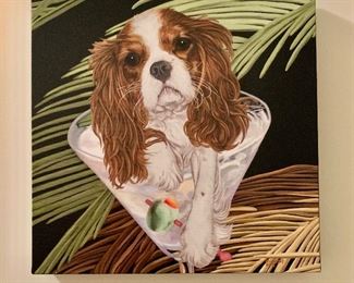 $25 - Cavalier King Charles + Martini Printed Canvas; 18.5" H x 18.25" W 