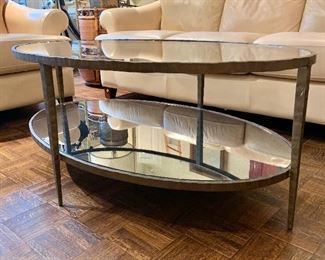 $395 - Crate & Barrel  - Clairemont Oval  Art Deco Coffee Table; 19.5" H x 48" W x 30.5" D  (Retail $699 plus shipping)