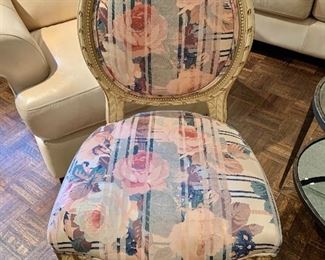 $145 - Rose Upholstered Vintage Side Chair, 37" H x 21.5" D x 19" W, seat height is 19"