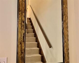 $1,200 - Mid Century/Brutalist Mastercraft Bernhard Rohne Acid-Etched Frame Bevelled Mirror;  51" H x 32" W 