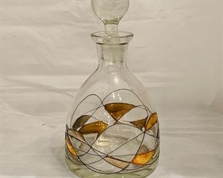 $40 - Gold Overlay Decanter, 9.5" H x 5" diameter