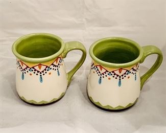 $20 - Set of Vida Eva Mendes Catalina Handpainted Mugs, each 4.5" H x 4" diameter