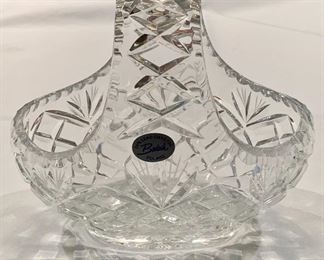 $30; Badash (Poland) lead crystal basket; 8” Long x 5”W x 8.5” H