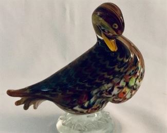 $40; Vintage blown glass La Tour D’Argent (Paris) duck; Approx 5” H