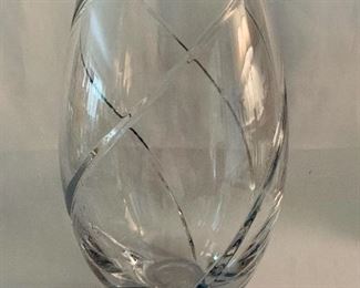 $30; Lead crystal vase; Approx 12” high; as is; small chip on top