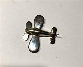 Sterling Silver Airplane pin