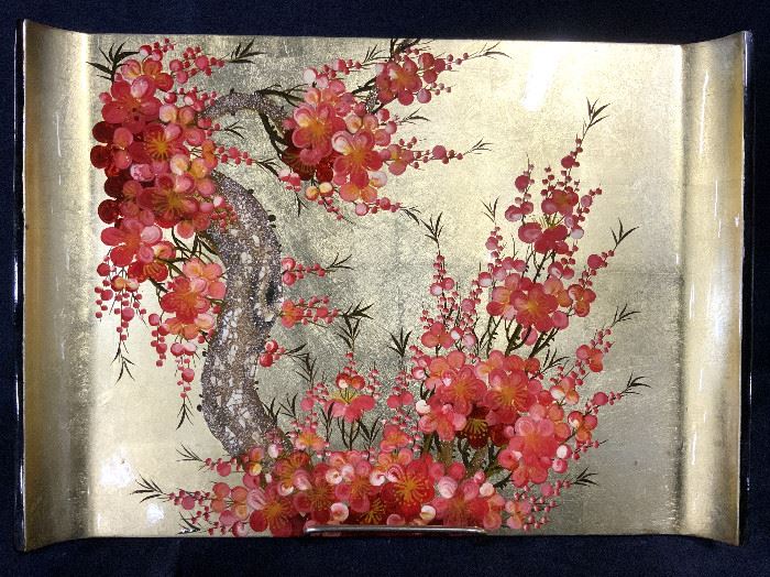 GOLD LEAF ASIAN LAQUEUR Tray, Vietnam