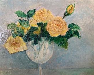 LE BERTRAND Signed Still Life Oil Painting 1962