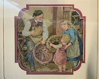Framed Basket Making Tapestry, France