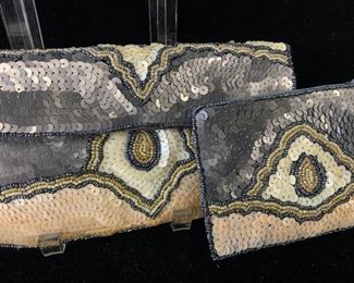 Pr K.C. MALHAN Art Deco Sequined Clutch Purses
