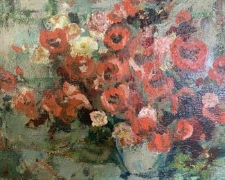 L TERNY Signed Floral Still Life Oil Painting