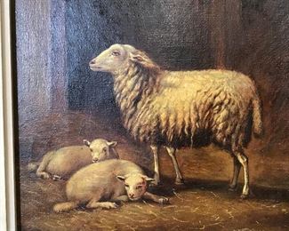 Oil on Canvas Painting of Sheep