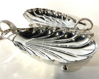 Pair Silver Plated Claw and Ball Foot Handle Trays