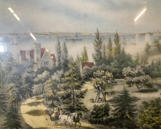 Currier & Ives New York Bay Lithograph