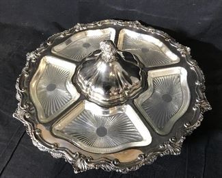 Silver Plated on Copper Serving Tray w Lid