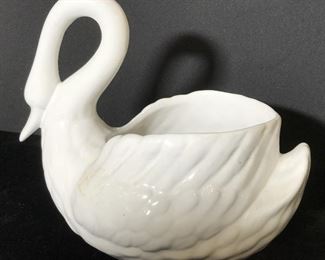 PORTUGAL Porcelain Swan Planter Vessel