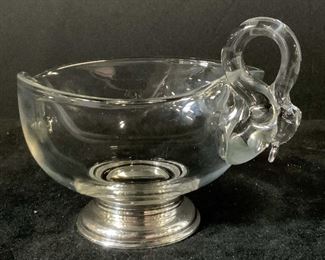 Art Glass & Sterling Swan Form Server Ware Pourer