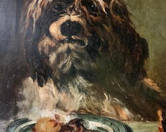 Seated Dog Oil Painting