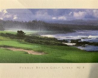 Signed Pebble Beach Gold Links Offset Lithograph