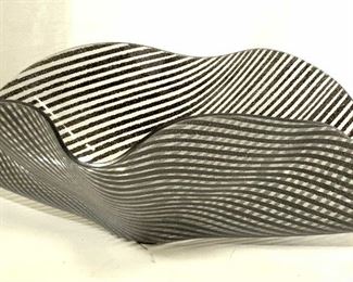 Signed Textured Glass Ruffled Centerpiece Bowl