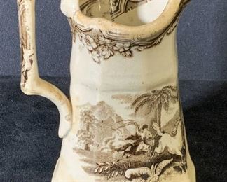 Vintage Porcelain Wild Horse Scene Pitcher