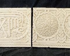 Pair Far East Asian Plaster Panels