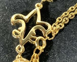 Fleur De Lis Charm Gold Tone Chain Necklace